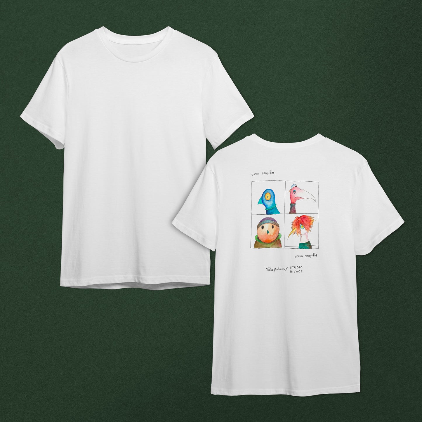 Tshirt Oiseaux Susceptibles - Tortues Productives x Studio Rivage